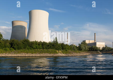 Kernkraftwerk Philippsburg in der Nähe von Karlsruhe, Deutschland am Rhein Stockfoto