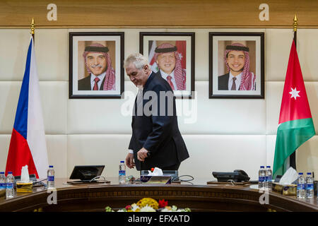 Amman, Jordanien. 11. Februar 2015. Tschechischer Präsident Milos Zeman (Bild) trifft jordanischen Premierminister Abdullah Ensour in Amman, Jordanien, 11. Februar 2015. © David Tanecek/CTK Foto/Alamy Live-Nachrichten Stockfoto
