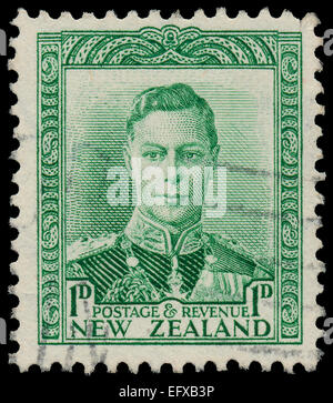 Neuseeland - ca. 1938: Eine Briefmarke gedruckt in Neuseeland, zeigt Porträt von König George VI, ca. 1938 Stockfoto
