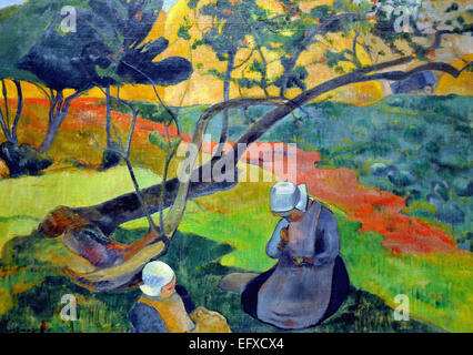 Paul Gauguin Landschaft mit zwei Breton Frauen Stockfoto