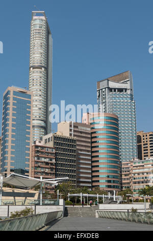 China, Hong Kong, Tsim Sha Tsui East Skyline, Kowloon Stockfoto