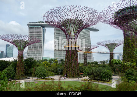 Singapur, Marina Bay Sands von Gardens by the Bay Stockfoto