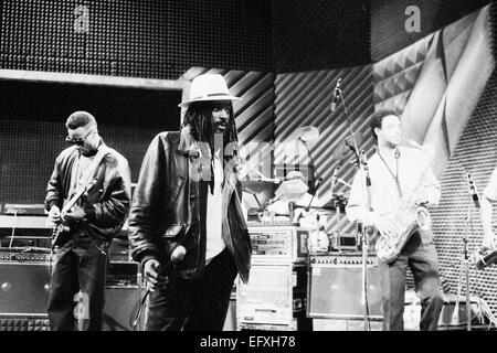 Britischer Reggae band Aswaad erscheinen im italienischen Fernsehen 1987 Stockfoto