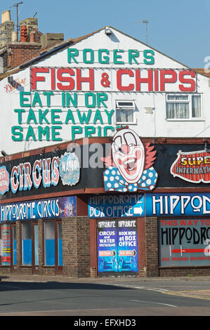 Rogers Fisch & Chips-Shop, gt. Yarmouth, Norfolk, Großbritannien. Stockfoto