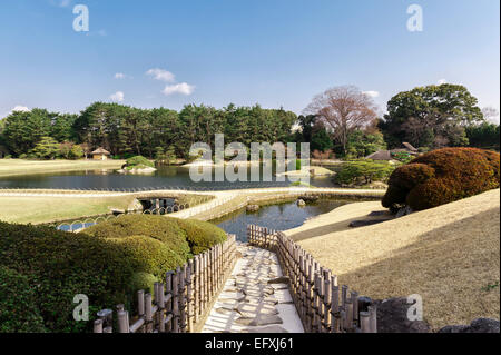 Die berühmten Gärten von Koraku-en in Okayama, gegründet 1686, einer der drei Großen Gärten Japans Stockfoto