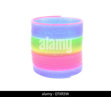 Mehrfarbige Rainbow Spring Toy isoliert Stockfoto