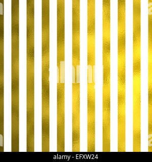 Weiß und Gold Faux Metallfolie Streifen Hintergrund gestreifte Textur Stockfoto