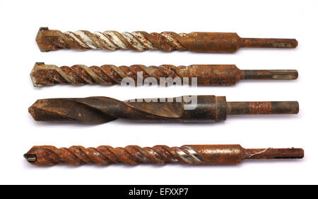 alte rostige Bohrkrone isoliert auf weißem Hintergrund Stockfoto