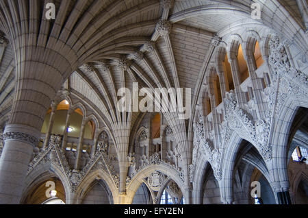 Die reich verzierten neugotischen Innenraum das Parlament von Kanada in Ottawa, Ontario. Stockfoto