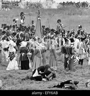 WATERLOO, Belgien-CIRCA 1990: Schauspieler in Kostümen während die Nachstellung der Schlacht von Waterloo, die 1815 Napoleons endete Stockfoto