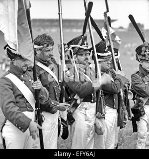 WATERLOO, Belgien-CIRCA 1990: Schauspieler in Kostümen während die Nachstellung der Schlacht von Waterloo, die 1815 Napoleons endete Stockfoto