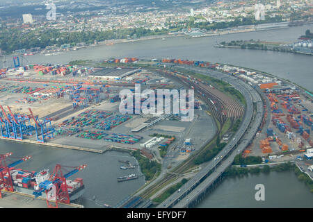 Luftaufnahme, Hafen Hamburg, Hamburg, Deutschland, Stockfoto