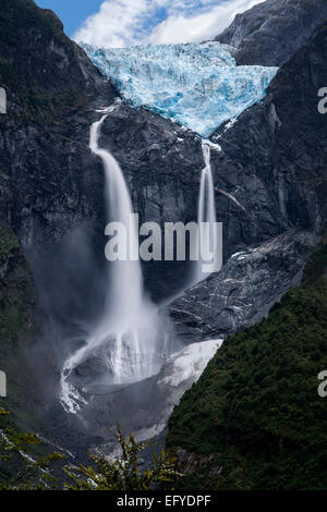 Hängende Gletscher (Ventisquero Colgante). Nationalpark Queulat. Aysen Region. Patagonien. Chile Stockfoto