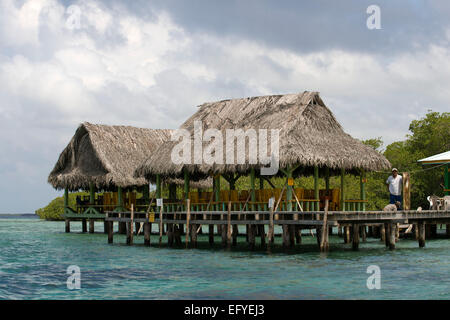 Restaurant in Crawl Cay - Cayo Coral. Boca del Drago. Bocas del Toro. Panama. Eines der berühmtesten Plätze zum Schnorcheln in Bocas de Stockfoto