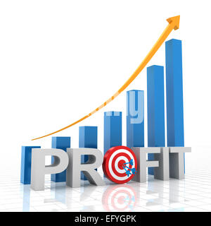 Ziel-Gewinn-Wachstums-Chart, 3d render Stockfoto