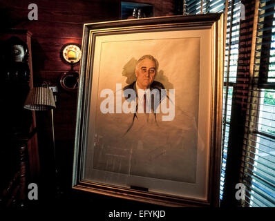 Ein Aquarell Porträt von US-Präsident Franklin Delano Roosevelt war am Tag gemalt, als, den er 1945 im Urlaub in Warm Springs, Georgia, USA starb. Stockfoto