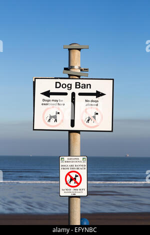 Hund Verbot Schild am Seaton Carew Stockfoto