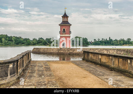 Der Leuchtturm in Moritzburg bei Dresden, Landkreis Meißen, Sachsen, Deutschland, Europa Stockfoto