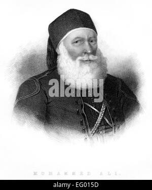 Eine Gravur von Mohammed Ali Scannen mit hoher Auflösung aus einem Buch, gedruckt im Jahre 1845. Stockfoto