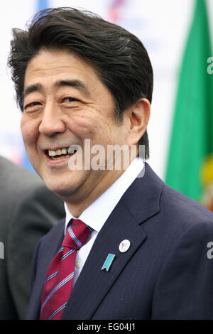 Italien, Milan: 10/17/2014. Der japanische Premierminister Shinzo Abe vor Beginn einer Sitzung auf dem ASEM-Gipfel. Stockfoto