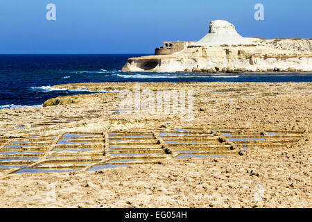 Salinen in Xwenji, Gozo Malta Stockfoto