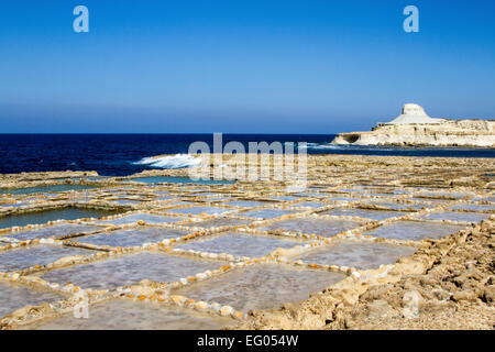 Salinen in Xwenji, Gozo Malta Stockfoto