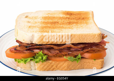 Ein geröstetes Brot BLT Sandwich - weißer Hintergrund Stockfoto