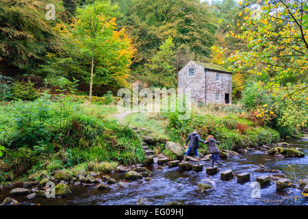 Ein paar Kreuzung Trittsteine in einem Fluss Stockfoto