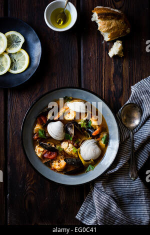 Cioppino-Fisch-Eintopf, mit Ursprung in San Francisco Stockfoto