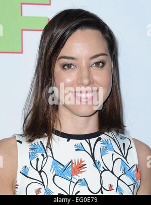 Los Angeles, CA, USA. 12. Februar 2015. Aubrey Plaza im Ankunftsbereich für THE DUFF Premiere, TCL Chinese 6 Sälen (ehemals Grauman), Los Angeles, CA 12. Februar 2015. Bildnachweis: Dee Cercone/Everett Collection/Alamy Live-Nachrichten Stockfoto