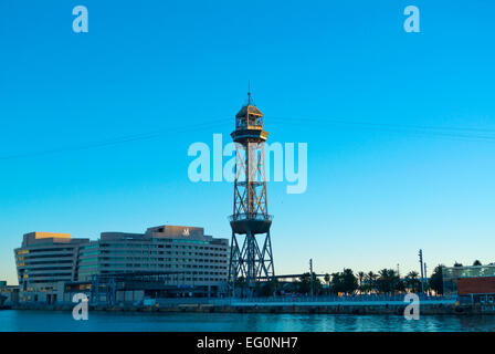 Jaume, die ich station, Transbordador Aeri del Port, Port-Seilbahn, Barcelona, Spanien Stockfoto