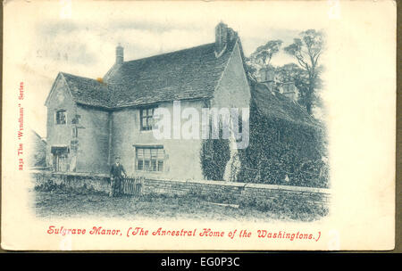 Edwardian Postkarte Sulgrave Manor, die angestammte Heimat der Washington Stockfoto