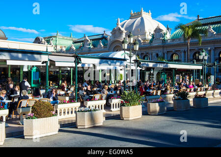 Café de Paris Terrasse, Monte Carlo, Monaco Fürstentum Stockfoto