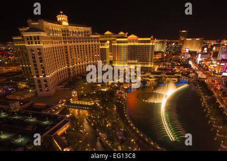 HOTEL CASINOS BELLAGIO FOUNTAINS SOUND LIGHT SHOW STRIP LAS VEGAS SKYLINE NEVADA USA Stockfoto