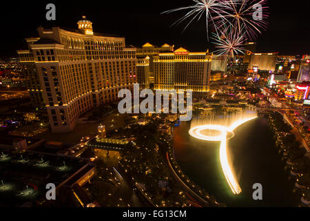 HOTEL CASINOS BELLAGIO FOUNTAINS SOUND LIGHT SHOW STRIP LAS VEGAS SKYLINE NEVADA USA Stockfoto