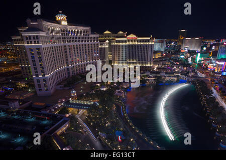 HOTEL CASINOS BELLAGIO FOUNTAINS SOUND LIGHT SHOW STRIP LAS VEGAS SKYLINE NEVADA USA Stockfoto