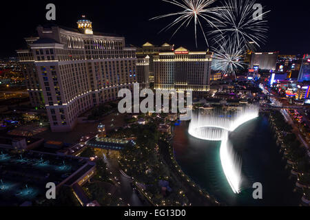 HOTEL CASINOS BELLAGIO FOUNTAINS SOUND LIGHT SHOW STRIP LAS VEGAS SKYLINE NEVADA USA Stockfoto