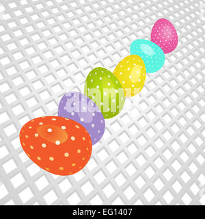 Ostern farbigen Eiern Rollen auf weißem Hintergrund 3D Stockfoto