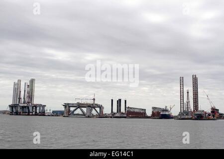 Offshore-Bohrinseln Stockfoto