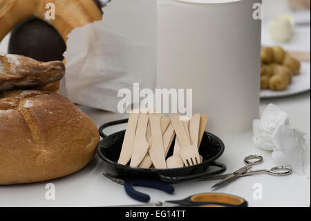 "Sombreros Comestibles" (essbare Hüte) Workshop, Gastrofestival 2015 Matadero Madrid, Madrid, Spanien, Europa. Stockfoto