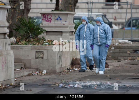 Student clasing mit der Polizei während Studentenprotest in London Stockfoto