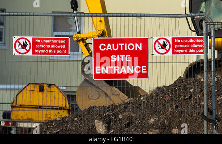 Arbeitsplatz, Sicherheit, Warnung, Vorsicht, Industrie-, Schilder, Zaun, Maschine, Bau, Eingang, Website, Symbol, gefährlich, Gefahr, eingeschränkt, Arbeit Stockfoto