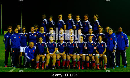 Ashbourne RFC, Irland. 13. Februar 2015. Frauen 6 Nations Rugby international. Irland gegen Frankreich. Französische team Foto vor Anpfiff. © Aktion Plus Sport/Alamy Live-Nachrichten Stockfoto