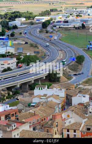 Stadtbild von Atalaya Burg, Villena, Valencia, Spanien Stockfoto