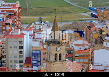 Stadtbild von Atalaya Burg, Villena, Valencia, Spanien Stockfoto