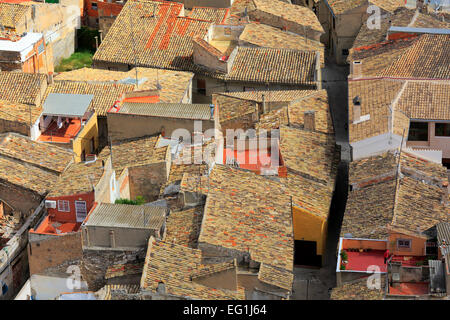 Stadtbild von Atalaya Burg, Villena, Valencia, Spanien Stockfoto