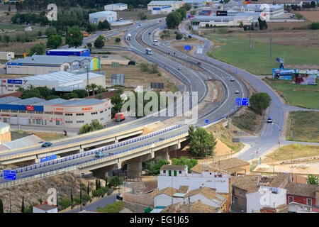 Stadtbild von Atalaya Burg, Villena, Valencia, Spanien Stockfoto