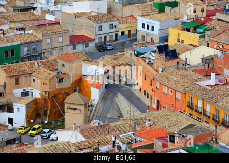 Stadtbild von Atalaya Burg, Villena, Valencia, Spanien Stockfoto