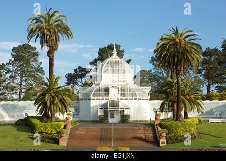 Die viktorianischen Conservatory of Flowers Botanischer Garten im Golden Gate Park, San Francisco, Kalifornien. Stockfoto