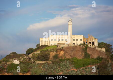 Gefängnis Alcatraz an einem schönen Morgen in San Francisco Bay, Kalifornien Stockfoto